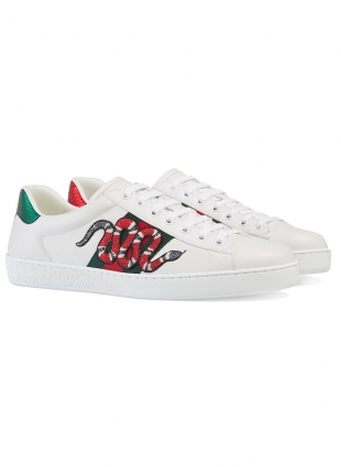 White Gucci Ace Snake Sneakers