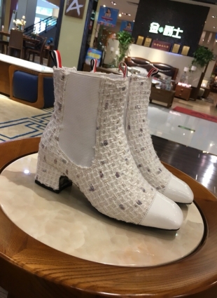 Chanel boots white