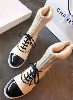 Chanel boots white