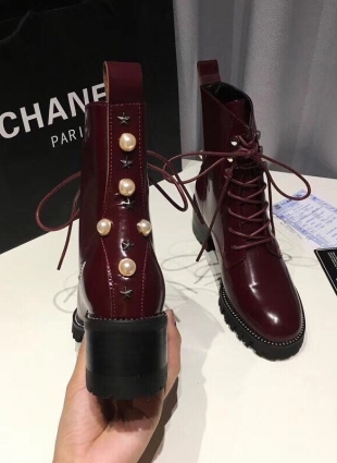 Chanel boots burgundy