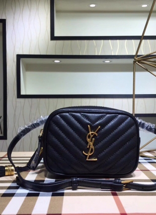 SAINT LAURENT, BLACK COLORED LEATHER BELT BAG