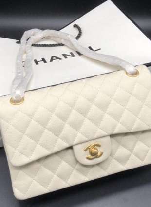 CHANEL white flap bag