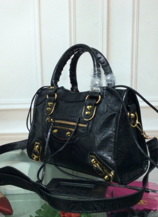 Balenciaga black bag with gold hardware