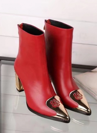 Chanel boots red