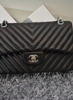 Chanel double flap bag silver chain