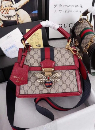 GG TOP HANDLE BAG QUEEN MARGARET SMALL Red