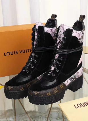 Louis Vuitton boots black and pink