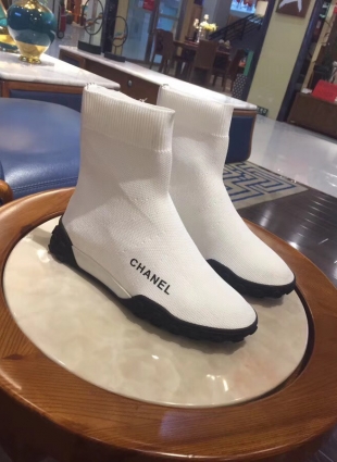 Chanel boots white
