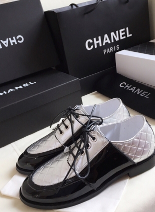 Chanel shoes black and silver