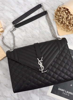 Yves Saint Laurent bag black with silver chain