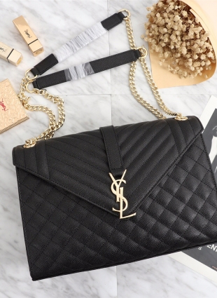 Yves Saint Laurent bag caviar black with gold chain