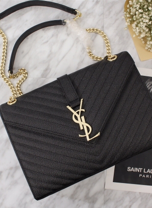Yves Saint Laurent bag caviar black with gold chain