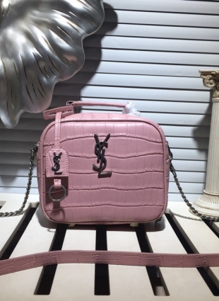 YVES SAINT LAURENT BAG pink WITH Silver CHAIN