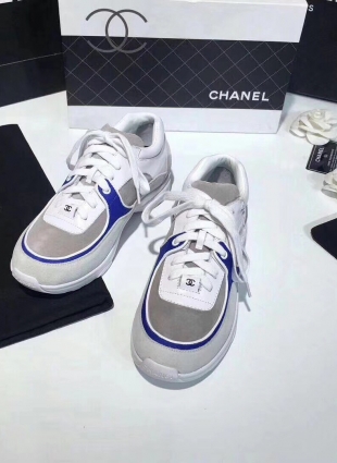 Chanel sneakers gray and dark blue