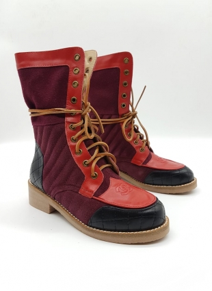 Chanel boots red and burgundy
