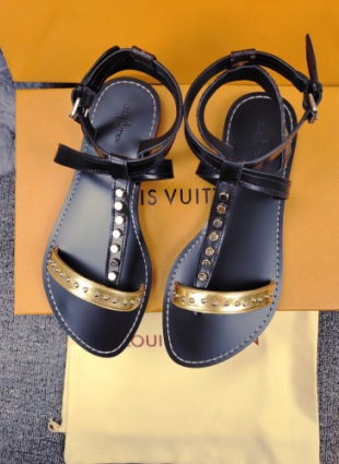 Louis Vuitton sandals black and gold