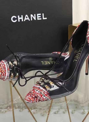 Chanel shoes black and red