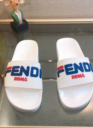 Fendi slippers white and dark blue
