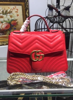 GG Marmont small top handle bag, red