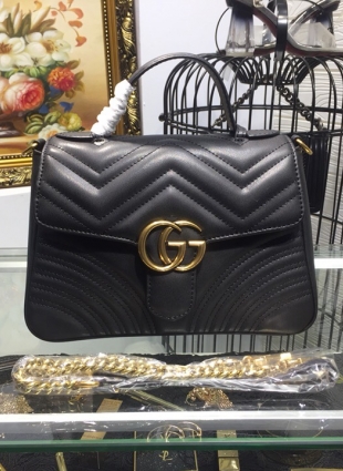 GG Marmont small top handle bag, black