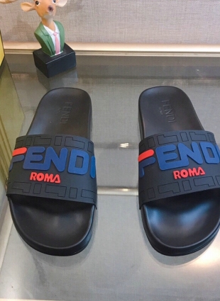 Fendi slippers black and dark blue
