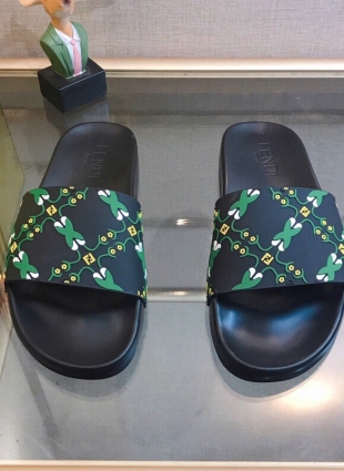 Fendi slippers black and green