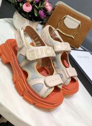 Gucci sandals ivory and orange