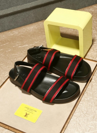 Louis Vuitton sandals black and red