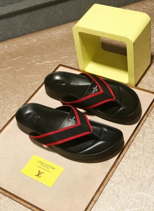 Louis Vuitton slippers black and red