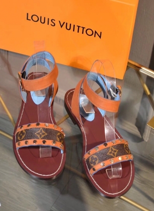 Louis Vuitton sandals brown and orange
