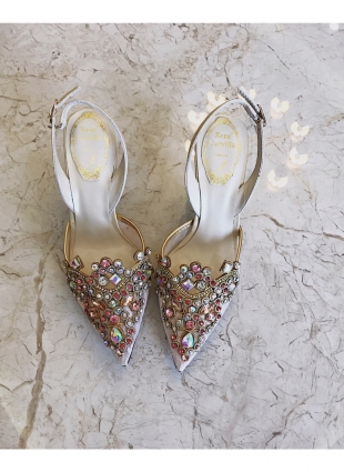 Rene Caovilla shoes gold and pink