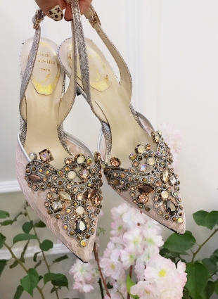 Rene Caovilla shoes pink and silver