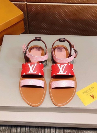 Louis Vuitton sandals red and pink