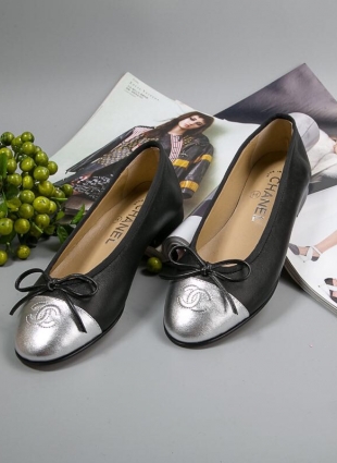 Chanel shoes black and silver