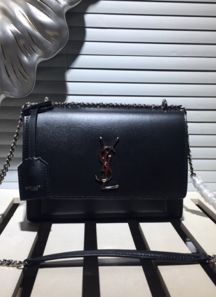 Yves Saint Laurent black bag with silver chain