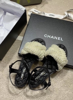 Chanel sandals white and black