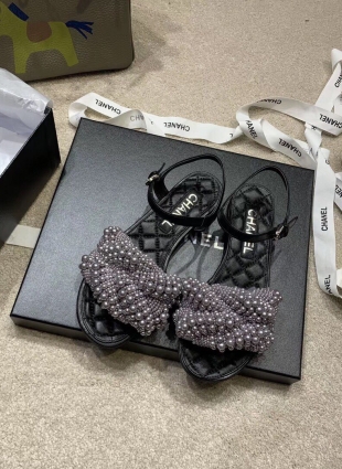 Chanel sandals violet and black