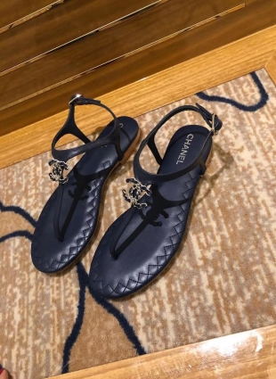 Chanel sandals dark blue
