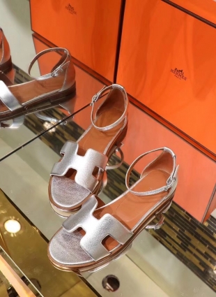 Hermès sandals silver