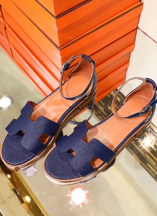 Hermès sandals dark blue