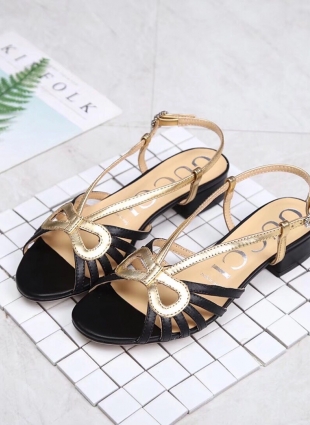 Gucci sandals black and gold