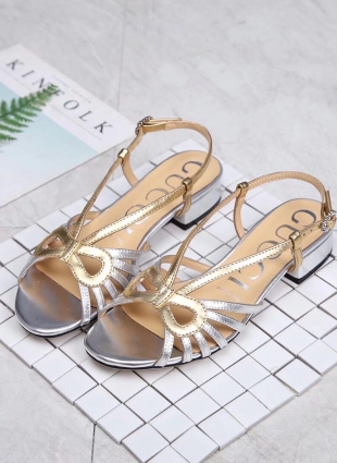 Gucci sandals silver and gold