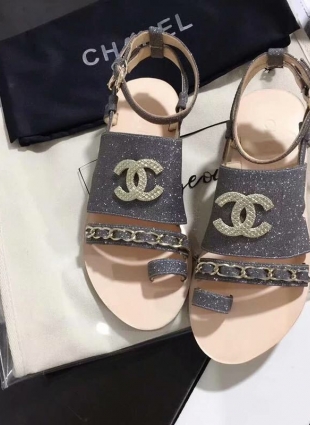 Chanel sandals gray