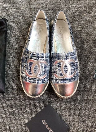Chanel shoes dark blue and silver