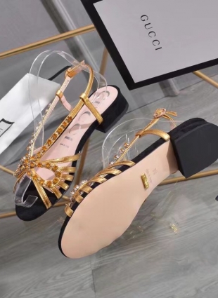 Gucci sandals black and gold