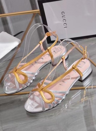 Gucci sandals silver and gold