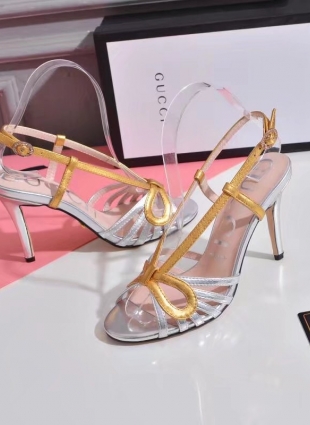 Gucci sandals silver and gold