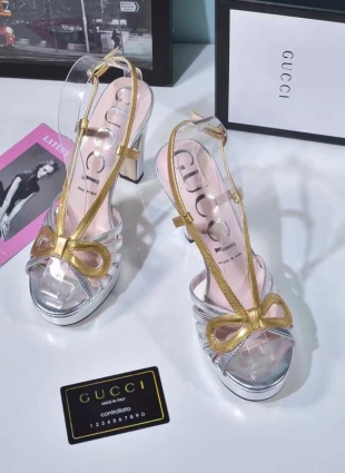 Gucci sandals silver and gold