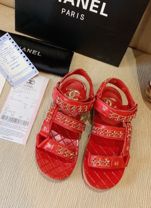 Chanel sandals red
