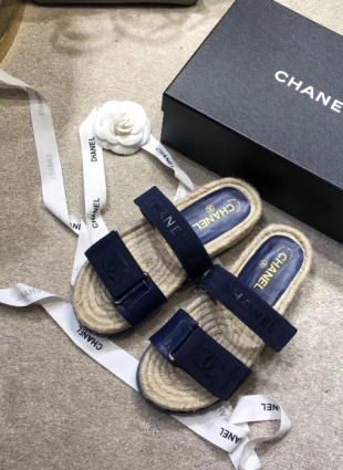 Chanel sandals dark blue